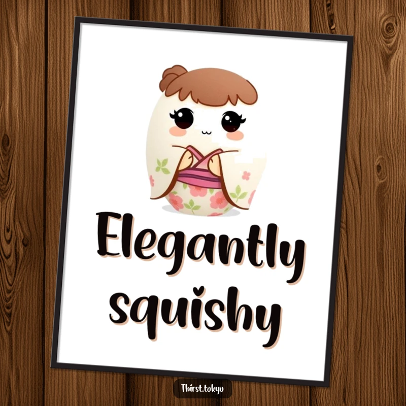 Funny Mochi Kimono Digital Art: A round mochi ball wearing a floral kimono, a high-resolution humorous illustration.