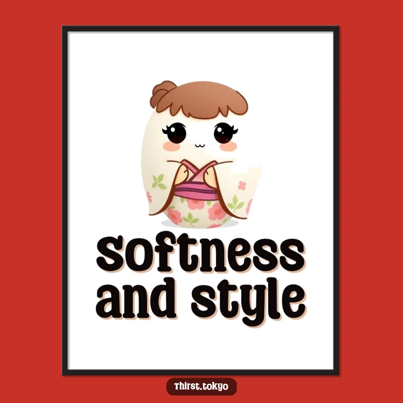 Funny Mochi Kimono Poster: Cute Round Wall Art Gift