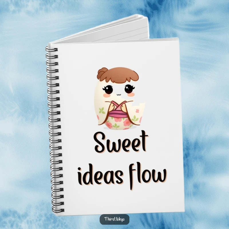 Funny Mochi Kimono Notebook: A round mochi ball wearing a floral kimono, a humorous journal for notes.